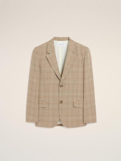 AMI Paris BROWN WOOL PRINCE OF WALES STRAIGHT JACKET
