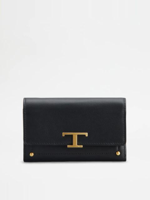 Tod's TIMELESS WALLET IN LEATHER - BLACK