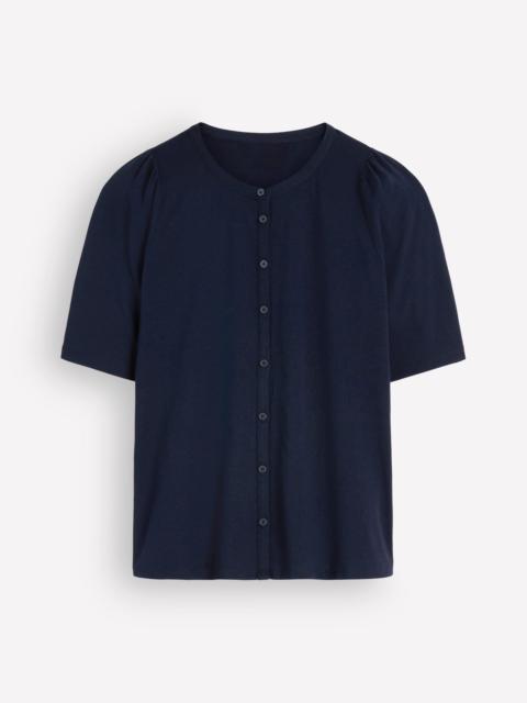 BODEN Supersoft Short Puff Shirt-Navy