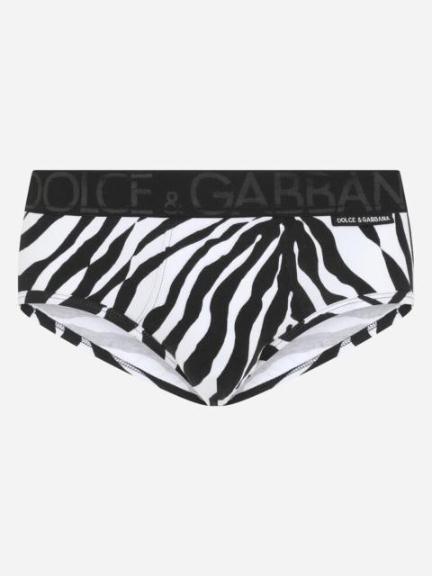 Dolce & Gabbana Stretch cotton Brando briefs with zebra print