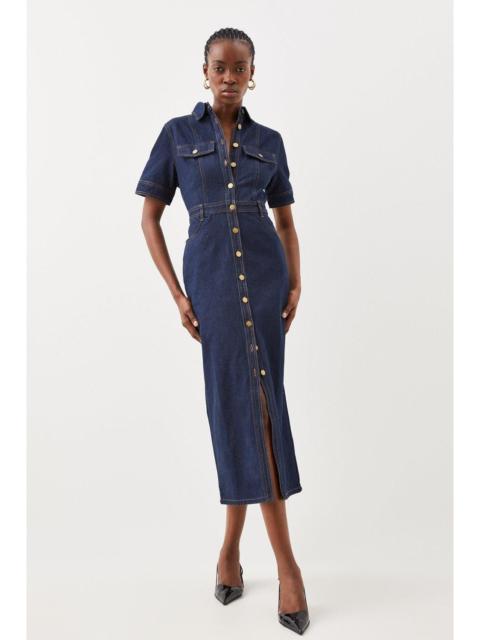 KAREN MILLEN Forever Denim Maxi Shirt Dress