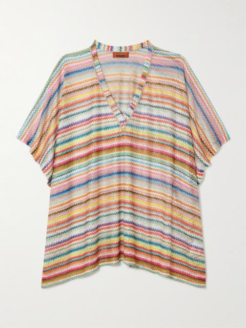 Missoni Mare Metallic-trimmed Striped Crochet-knit Coverup