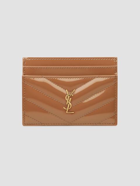 SAINT LAURENT Women's Cassandre Card Case in Patent Leather - Faded Brick