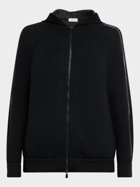 Brunello Cucinelli Monili-Trim Cotton-Silk Zip Hoodie