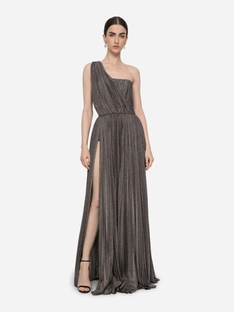 Dolce & Gabbana Long lamé jersey one-shoulder dress