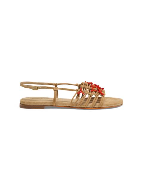 Santoni Women's beige suede and corals sandal