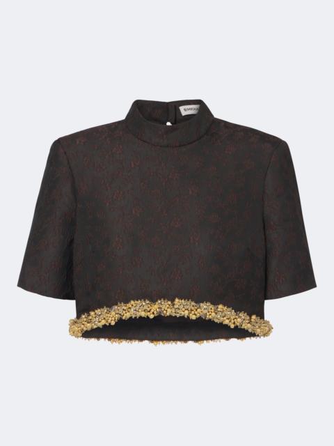 SIMKHAI Jalen embellished jacquard crop top