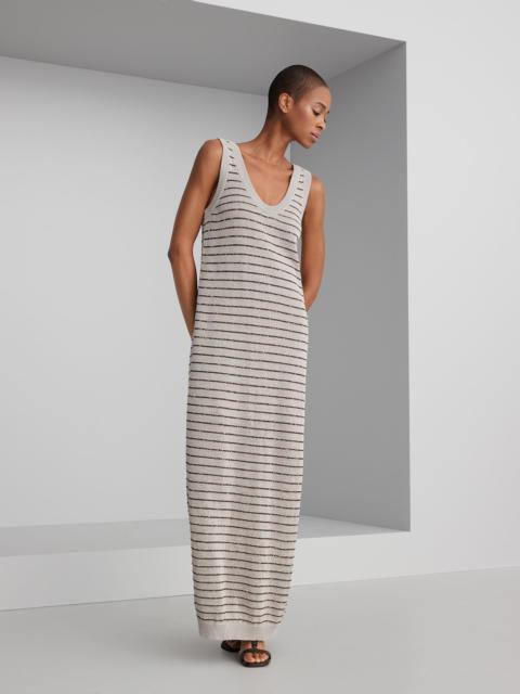 Brunello Cucinelli Cotton dazzling stripes knit dress