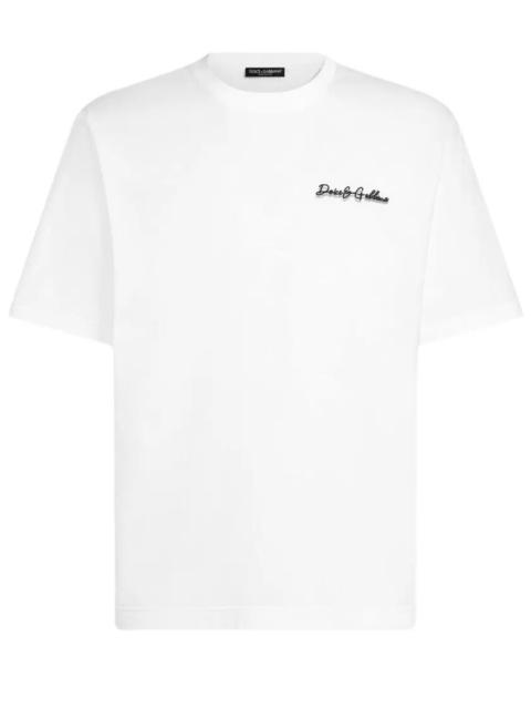 Dolce & Gabbana COTTON T-SHIRT WITH EMBROIDERED LOGO