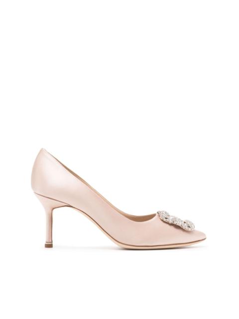 Hangisi 70mm crystal-buckle pumps