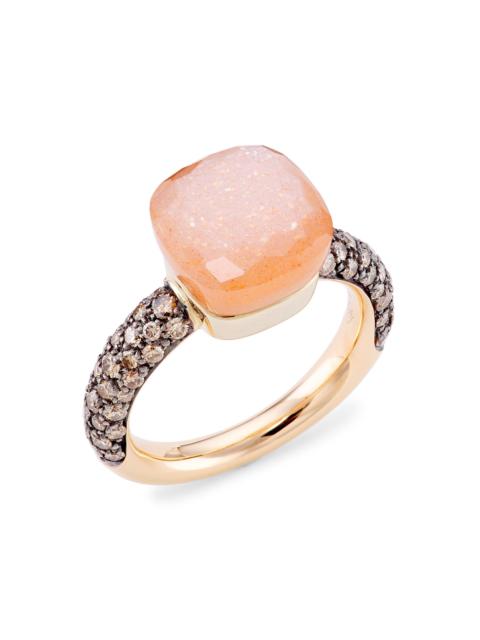 Pomellato Women's Nudo Classic Two-Tone 18K Gold, Moonstone & Diamond Ring - Rose Gold