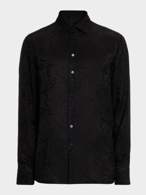 Etro Men's Tonal Paisley Viscose and Silk Sport Shirt