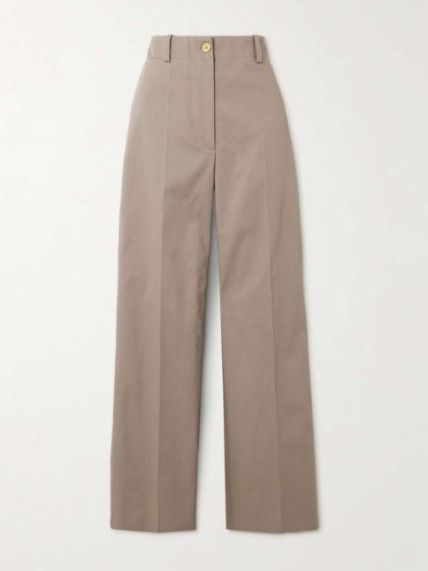 Cotton-twill wide-leg pants