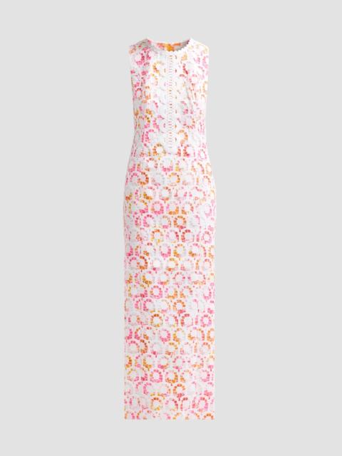 Lilly Pulitzer Women's Kitt Lace-Overlay Maxi Shift Dress - Resort White Pansy