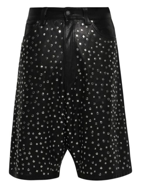 EARTHLING VIP leather stud-embellished shorts