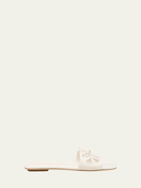 Stuart Weitzman Jasmine Leather Cutout Flat Slide Sandals