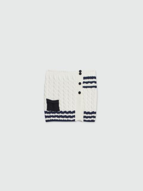 MSGM Short cable knit skirt with striped pattern