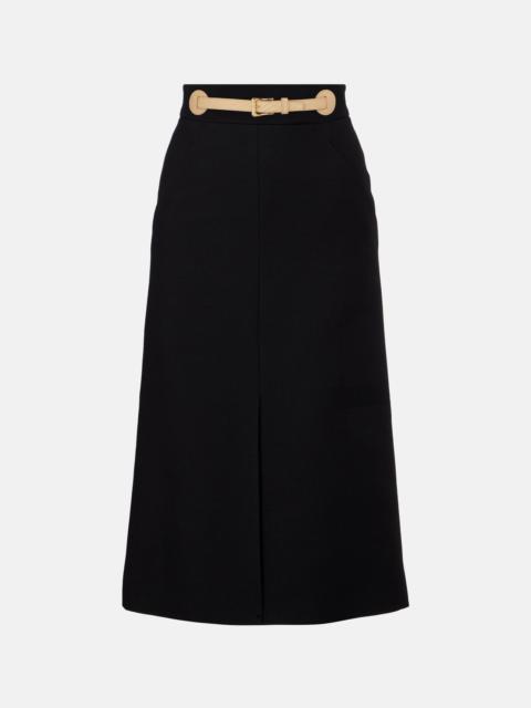 Valentino Belted wool and silk midi skirt