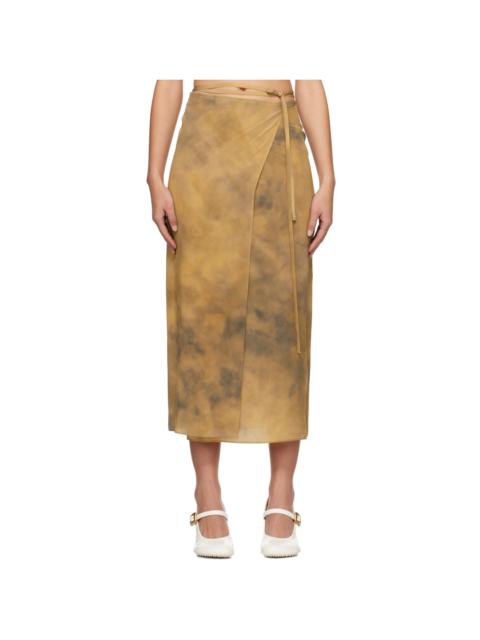 Beige Wrap Midi Skirt