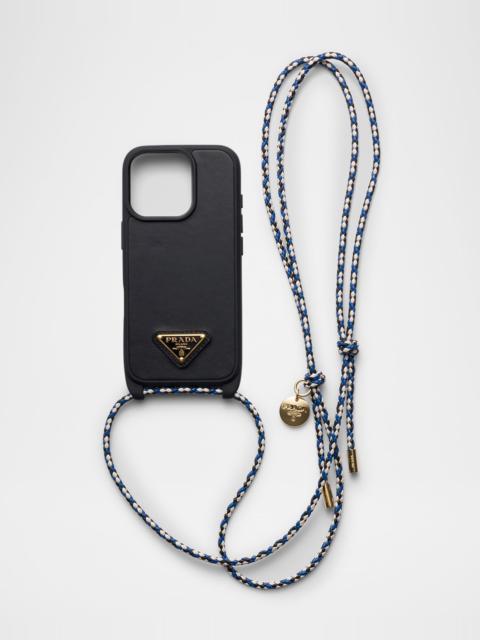 Prada iPhone 16 Pro Leather Shoulder Strap Phone Case
