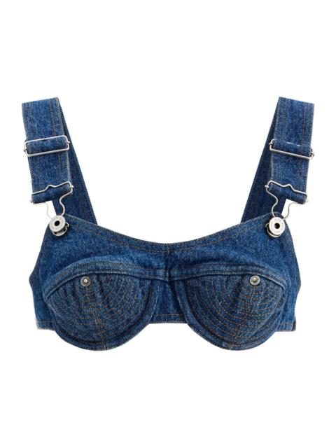 "DENIM OVERALL BRALETTE WITH BUCK