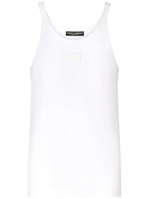 logo-plaque ribbed tank top