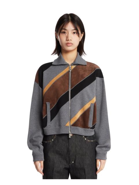 VERSACE Gray Intarsia Cardigan