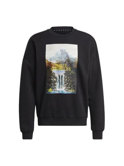 adidas adidas Training Sports Printing Loose Round Neck Pullover Black GM6507