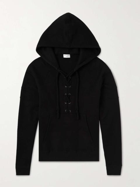 SAINT LAURENT Lace-Trimmed Cotton-Jersey Hoodie