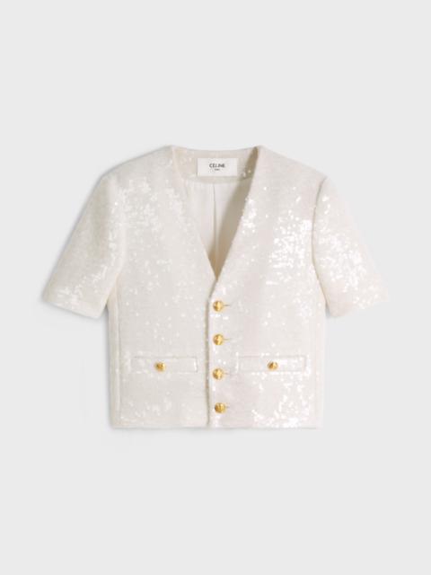 CELINE embroidered and braided bouclé tweed cardigan