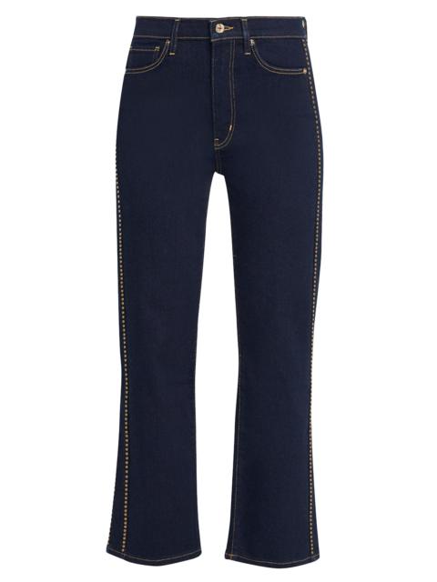 FRAME Women's Le Sleek Studded High-Rise Straight-Leg Jeans - Stargirl