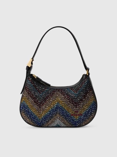 Zigzag fabric shoulder bag with sequins