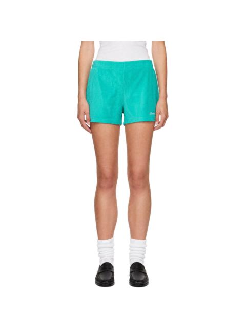Sporty & Rich Green Signature Logo Terry Shorts