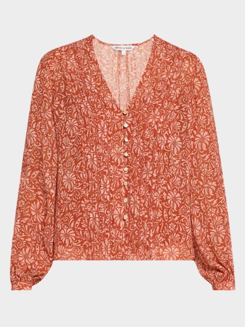 VERONICA BEARD Calvin Printed Long-Sleeve Blouse