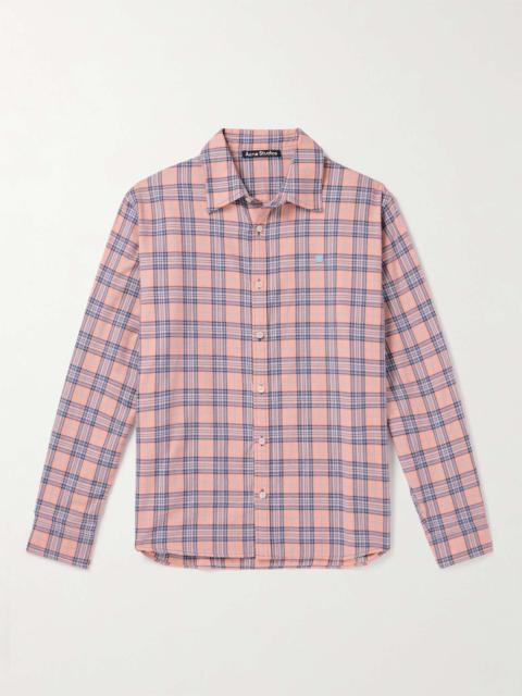Acne Studios Logo-Appliquéd Checked Cotton-Flannel Shirt