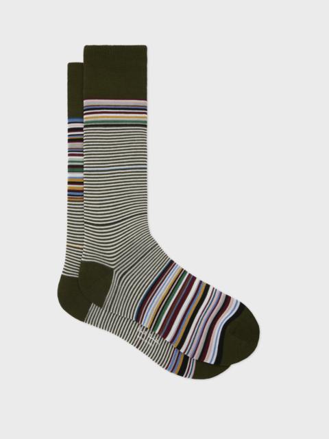 Paul Smith Khaki 'Signature Stripe' Odd Socks