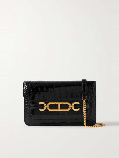 TOM FORD Whitney small glossed croc-effect leather shoulder bag
