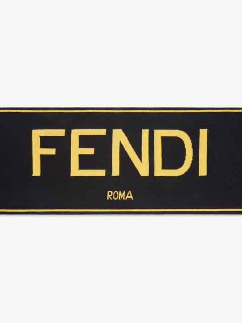 FENDI Black cashmere and wool scarf