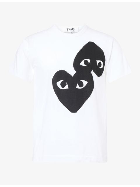 Comme des Garçons PLAY Double Black Heart Print Cotton-Jersey T-Shirt
