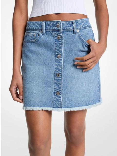 MICHAEL KORS Frayed Denim Mini Skirt