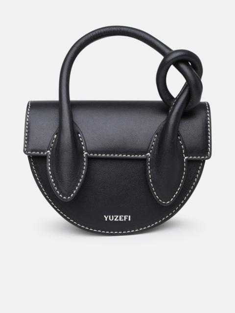 Yuzefi Black leather mini pretzel bag