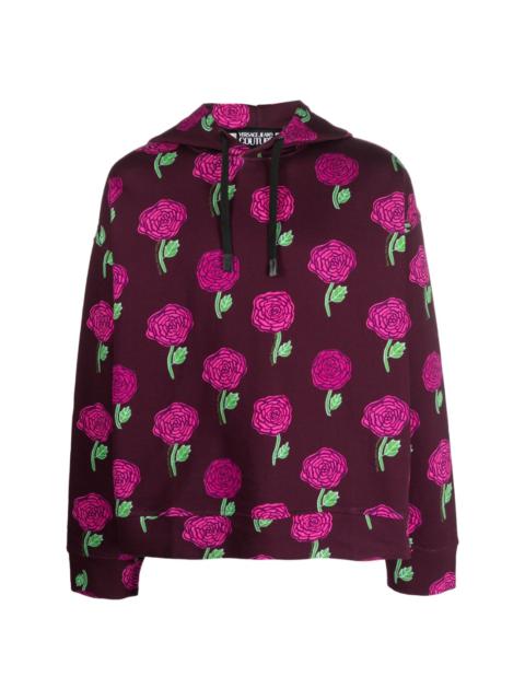 VERSACE JEANS COUTURE rose-print cotton hoodie