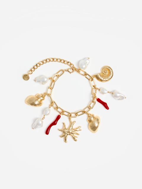 self-portrait Gold Coral Pearl Charm Bracelet