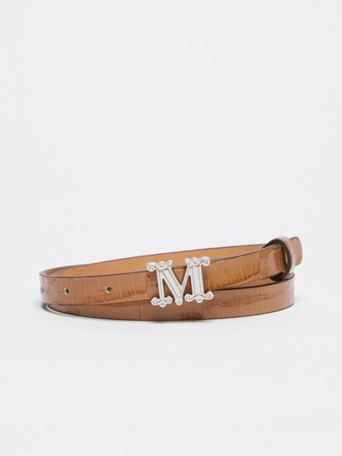 Max Mara Crocodile-print leather Monogram belt