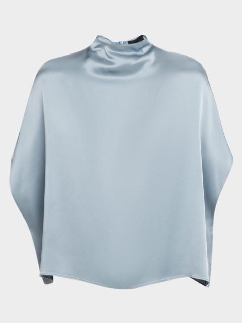 LAPOINTE Fluid Mock-Neck Satin Cape Tee