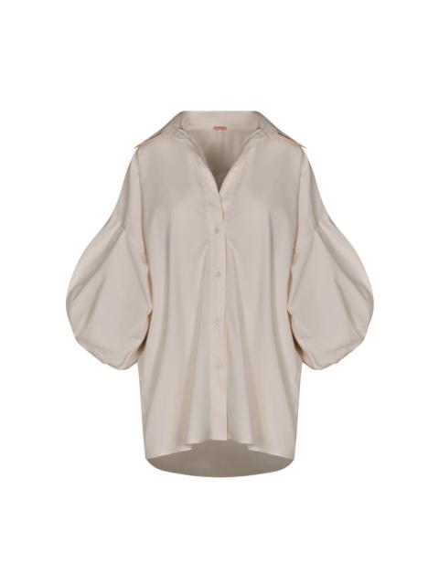 Flechada Billow-Sleeve Stretch-Cotton Shirt ivory