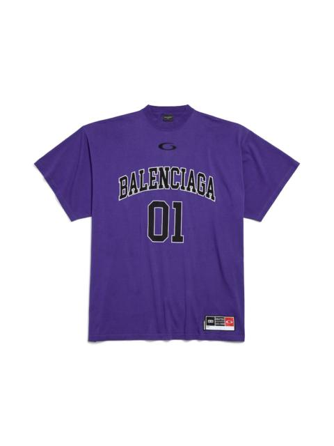 BALENCIAGA Men's Basketball Series - Oversized T-shirt in Deep Purple