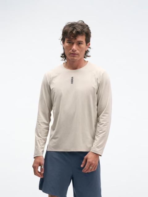 HOKA Men's EveryRun Long Sleeve Shirt in River Rock Grey