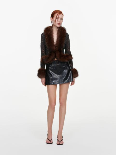 self-portrait Black Faux Leather Mini Skirt