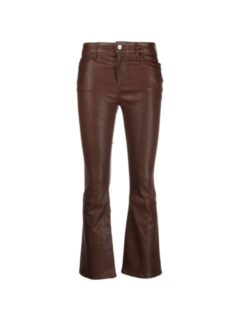 flared polished-finish trousers